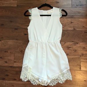 Celie Orchid White Lace Romper